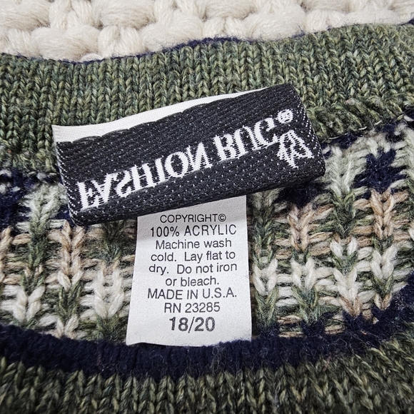 Vtg Fashion Bug Fair Isle Winter Sweater Size 18/20 - Picture 5 of 7
